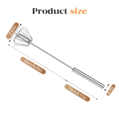 Stainless Steel Hand-Push Rotary Whisk Food-Grade Rust-Resistant Sturdy Riveted Construction Semi-Automatic Design Versatile for Cooking Blending Whisking Beating and Stirring Tasks Easy to Clean