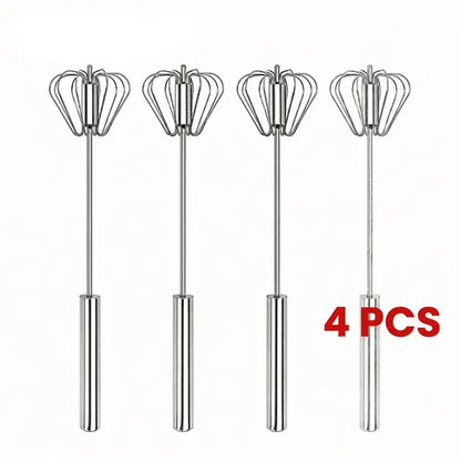 Stainless Steel Hand-Push Rotary Whisk Food-Grade Rust-Resistant Sturdy Riveted Construction Semi-Automatic Design Versatile for Cooking Blending Whisking Beating and Stirring Tasks Easy to Clean