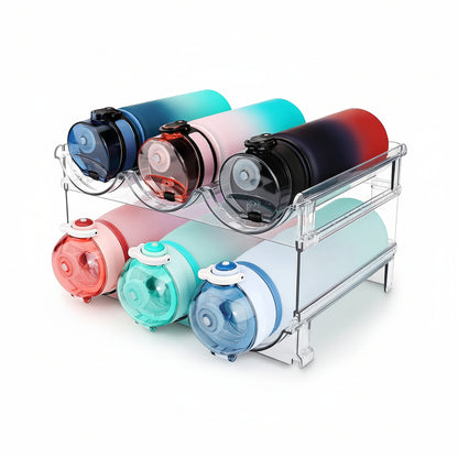 Water Bottle Organizer for Cabinet, Water Bottle Storage Organizer, 2 Packs Water Bottle Storage Rack, Water Bottle Holder for Cabinet, Stackable Water Bottle Storage Rack