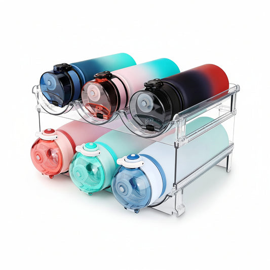 Water Bottle Organizer for Cabinet, Water Bottle Storage Organizer, 2 Packs Water Bottle Storage Rack, Water Bottle Holder for Cabinet, Stackable Water Bottle Storage Rack