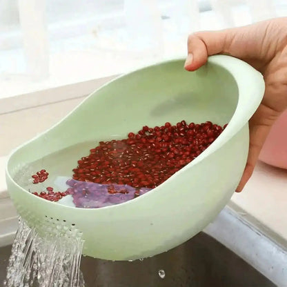 Multi-Functional Kitchen Drain Basket Basin, Dual Layer Colander Strainer for Rice Fruits Vegetables Household Food Washing Tool