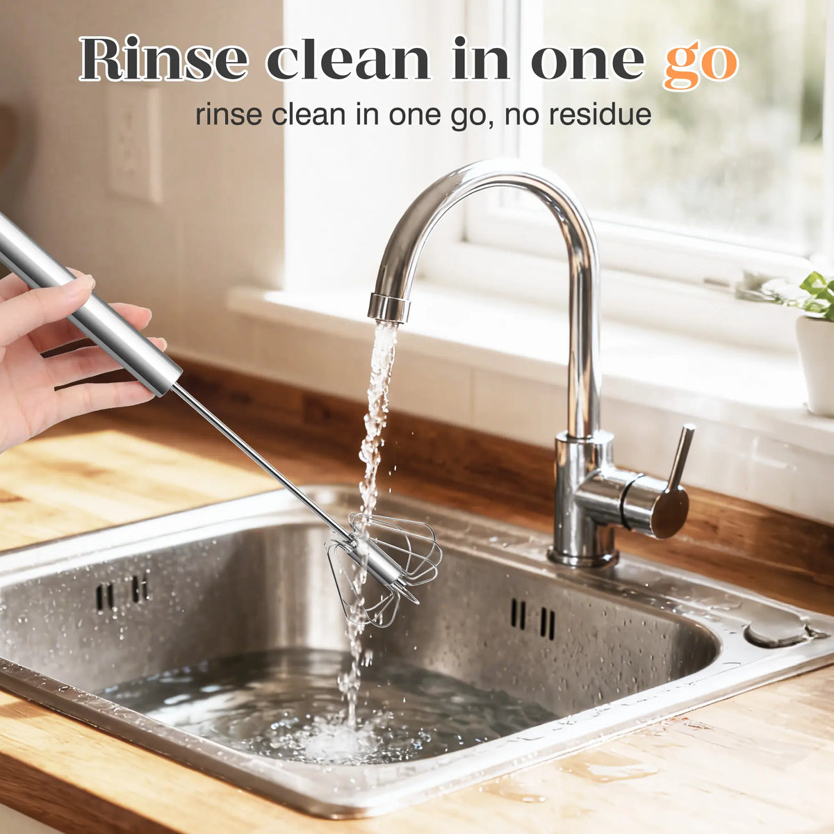 Stainless Steel Hand-Push Rotary Whisk Food-Grade Rust-Resistant Sturdy Riveted Construction Semi-Automatic Design Versatile for Cooking Blending Whisking Beating and Stirring Tasks Easy to Clean