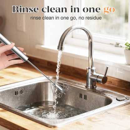 Stainless Steel Hand-Push Rotary Whisk Food-Grade Rust-Resistant Sturdy Riveted Construction Semi-Automatic Design Versatile for Cooking Blending Whisking Beating and Stirring Tasks Easy to Clean