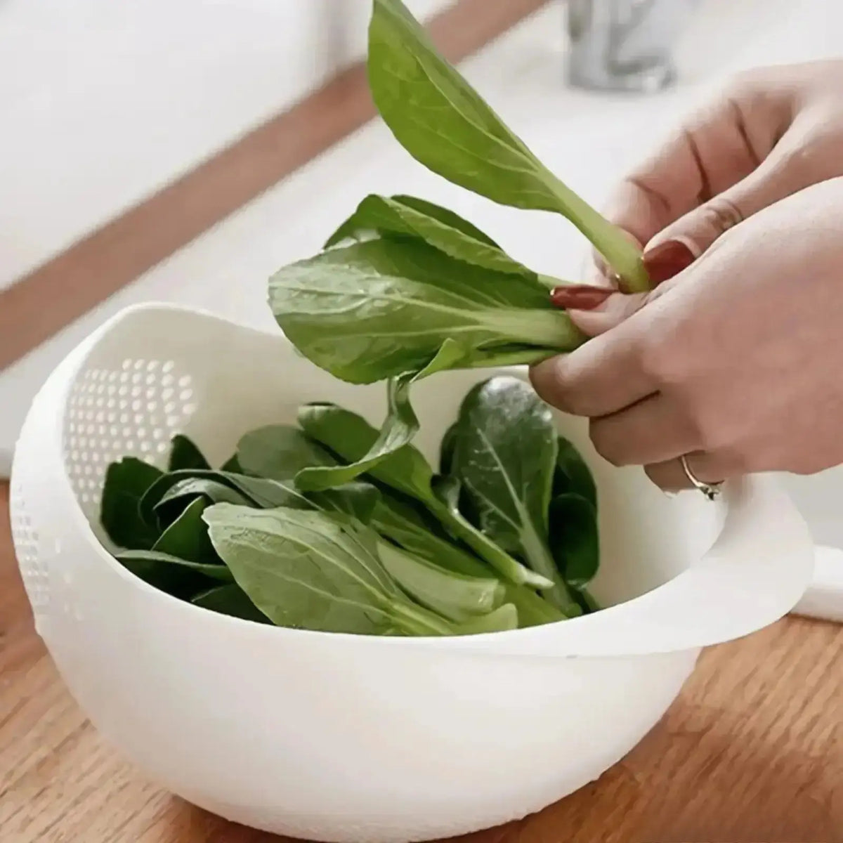 Multi-Functional Kitchen Drain Basket Basin, Dual Layer Colander Strainer for Rice Fruits Vegetables Household Food Washing Tool