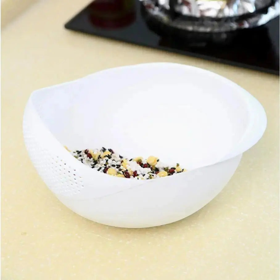 Multi-Functional Kitchen Drain Basket Basin, Dual Layer Colander Strainer for Rice Fruits Vegetables Household Food Washing Tool