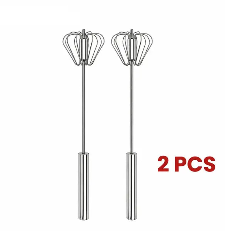 Stainless Steel Hand-Push Rotary Whisk Food-Grade Rust-Resistant Sturdy Riveted Construction Semi-Automatic Design Versatile for Cooking Blending Whisking Beating and Stirring Tasks Easy to Clean